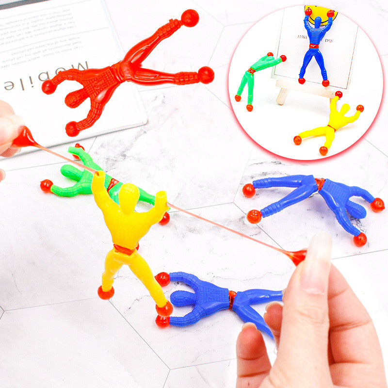 Bulk Pack Nostalgic Sticky Novelty Toy Set Wall Rolling Man Stretch Palm Gecko For Kids Party Favor 