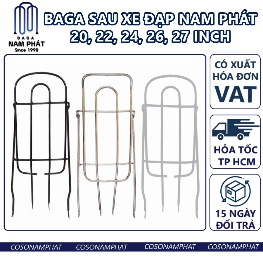 [Giá VAT] Baga Sau Xe Đạp 20 22 24 26 27 inch Nam Phát in Ba ga Gác Xe Dap 500 600 650 660 680 Vat