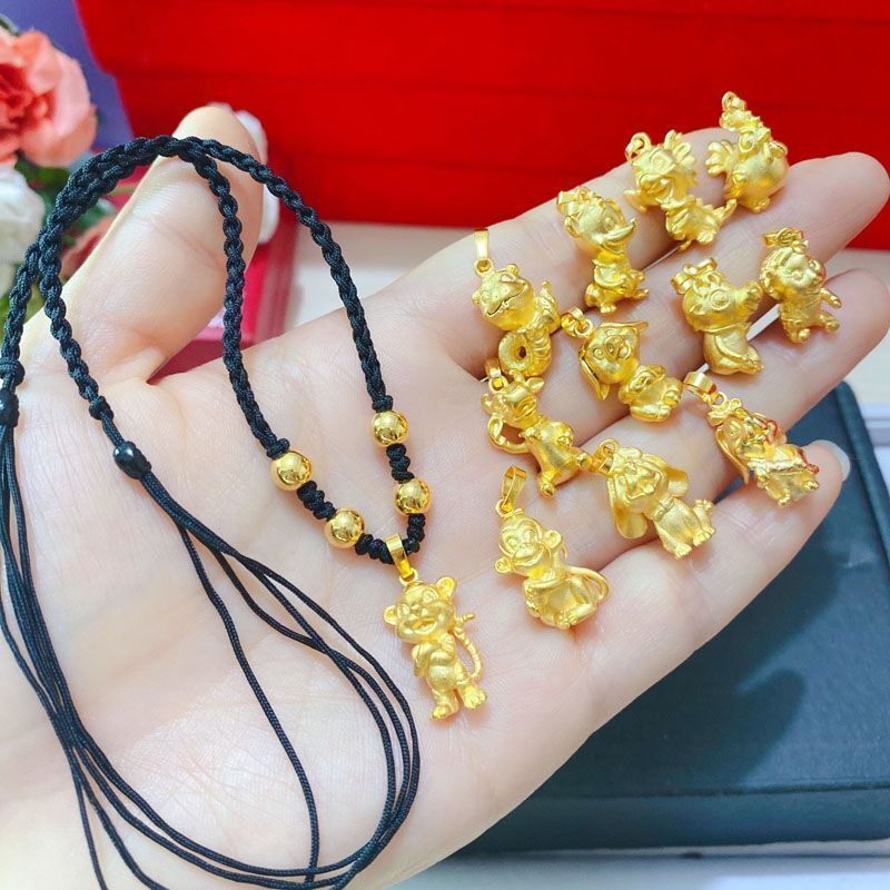 5.405 Readystock Việt Nam Cát Vàng Nam Nữ Phong Cách Cung Hoàng Đạo Chuột Bò Hổ Vòng Cổ Nữ Cát Vàng 