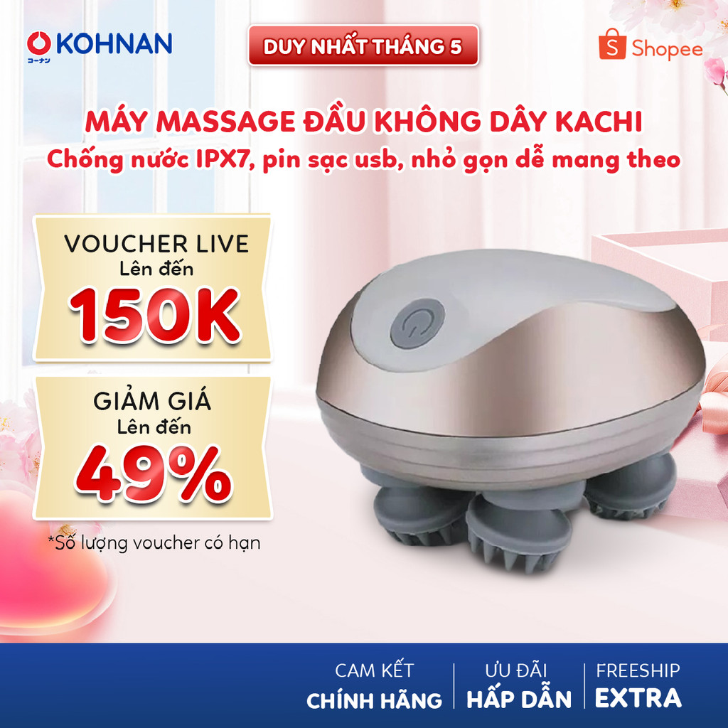 Máy massage đầu không dây KACHI MK399 nhỏ gọn massage thư giãn da đầu, chống nước IPX7, pin sạc USB