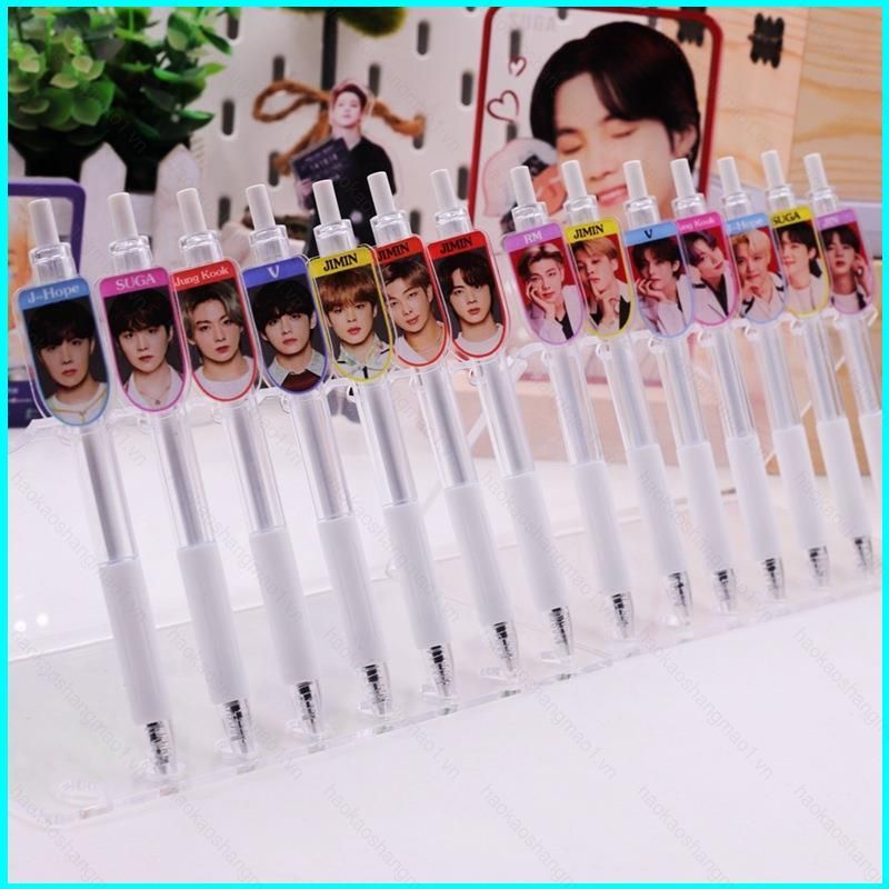 HK1 BTS Click bút bi hoạt hình bút gel dễ thương JiMin SUGA J-Hope Jin V Jung Kook RM KH1