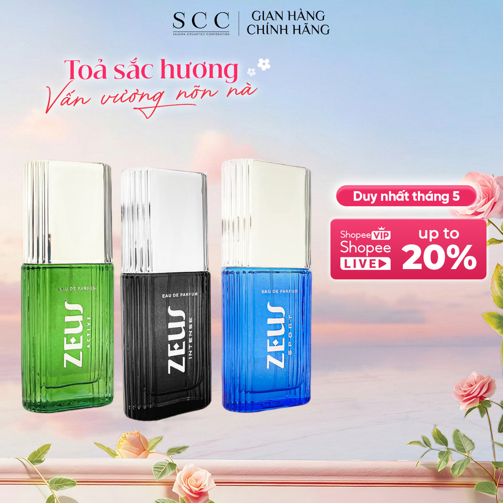 Nước Hoa Nam ZEUS 3 mùi hương Active / Sport / Intense 30ml