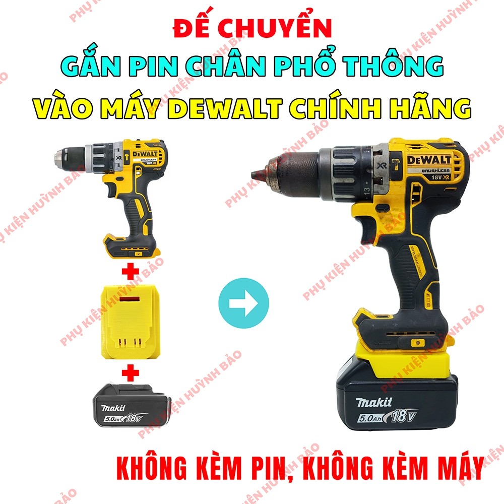 Đế Chuyển Pin Makita Sang Dewalt 18 - 20V - Ngàm Đế 40mm Cho Pin Dewalt 20V