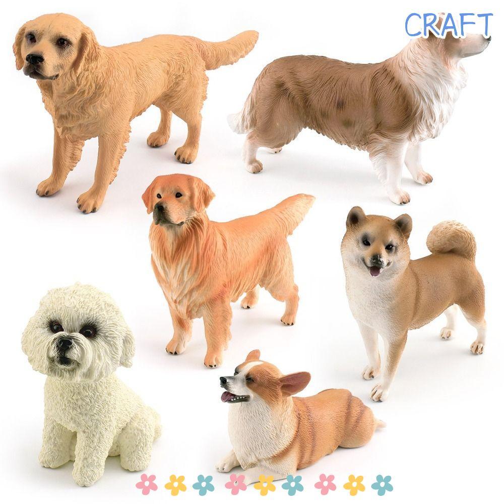 Đồ trang trí chó CRAFT, Tượng nhỏ thú cưng thực tế như thật bằng nhựa PVC, Chó bông dễ thương Shiba 