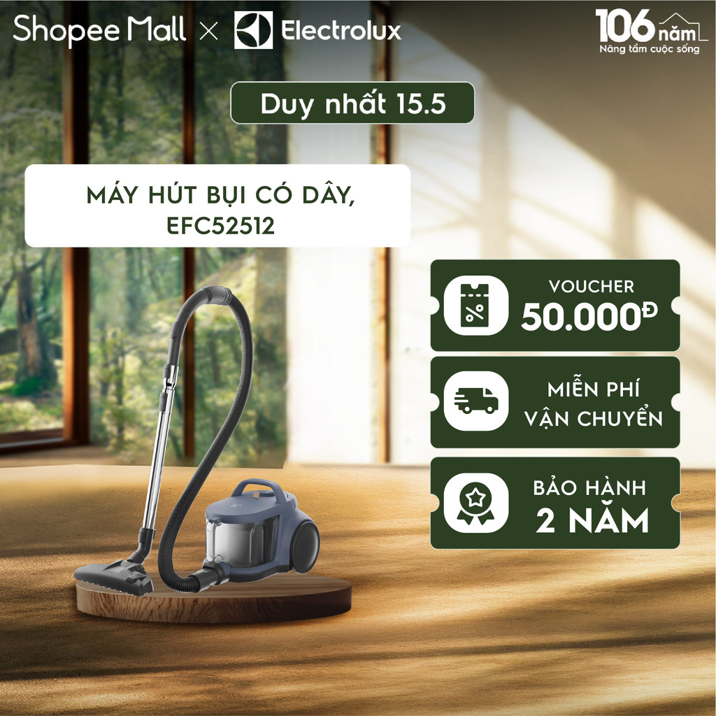 Free giao hàng - Máy hút bụi cầm tay Electrolux có dây, dạng hộp, 3 đầu hút Clean 500 -Màu xanh deni