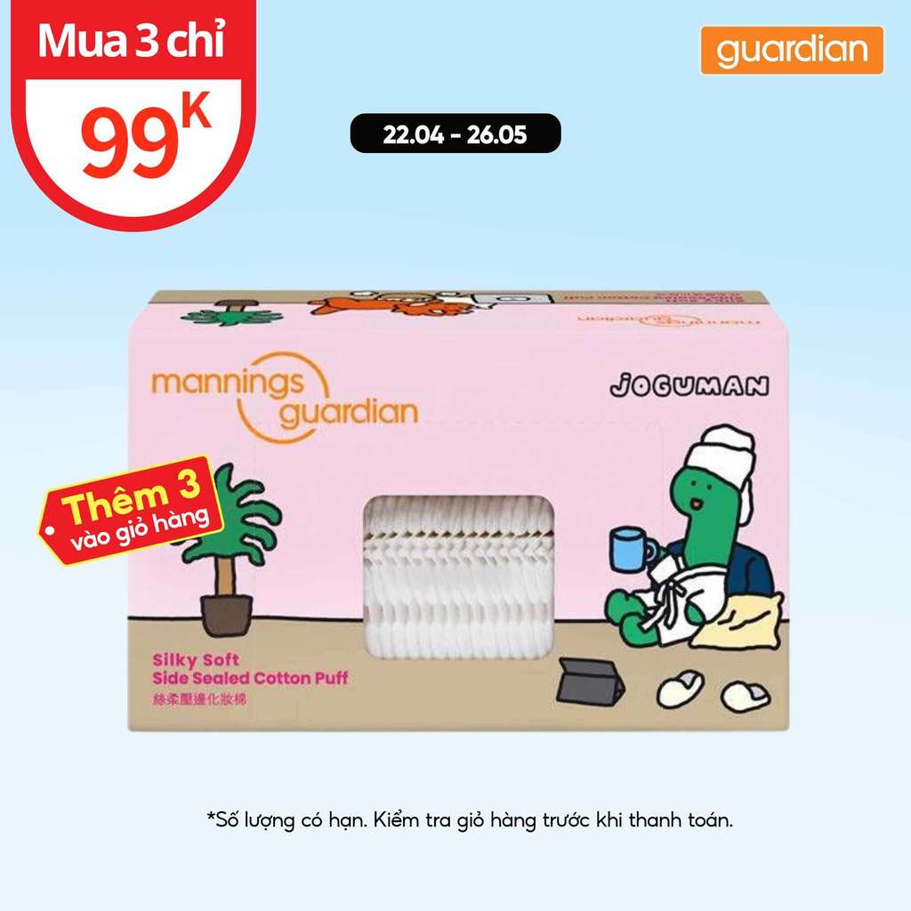 Bông Tẩy Trang Ép Viền Mềm Mại Mannings Guardian Joguman Silky Soft Side Sealed Cotton Puff 100 Miến