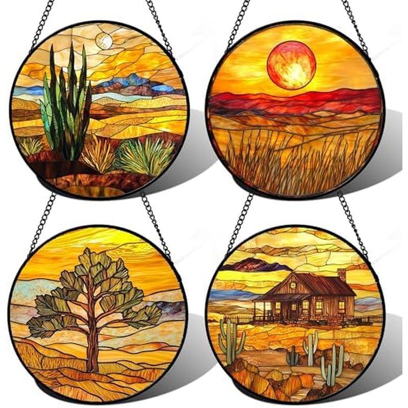ASTOLL Stained Glass Window Hanging, Colored Turtle Ocean Suncatcher Diamond Glass Panel Hangings Ma