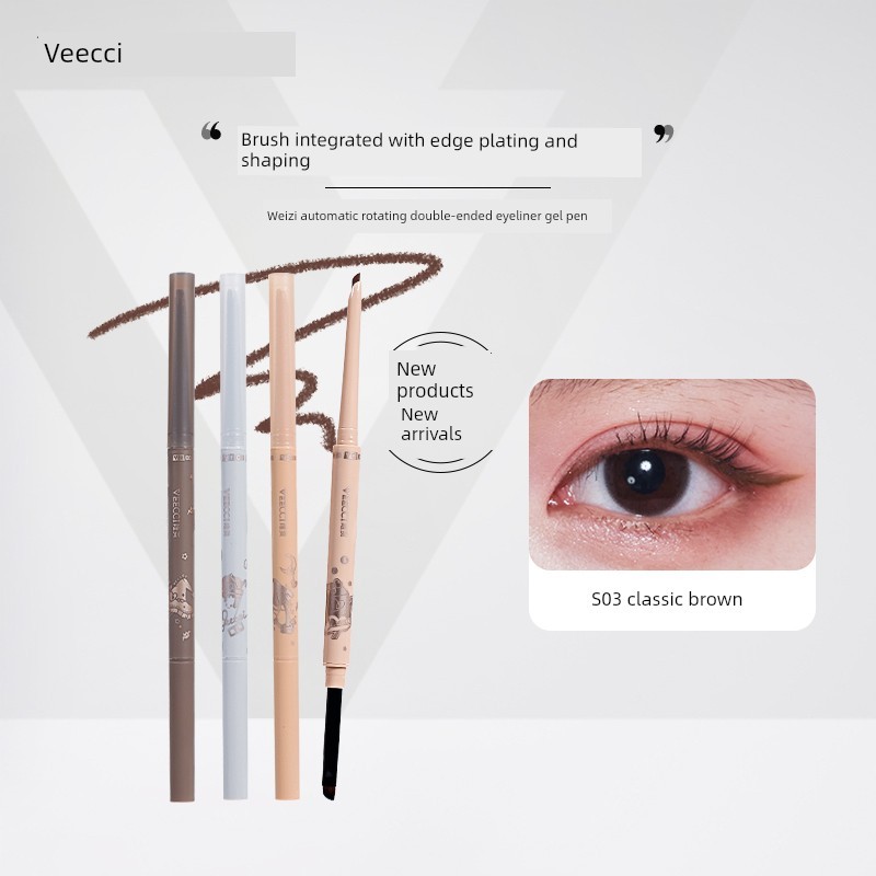 eyeliner bút chì kẻ mắt Veecci Veecci Bút Gel kẻ mắt hai đầu xoay tự động Không dễ nhòe Bút kẻ mắt N