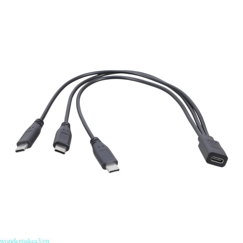Wonderpakea3 Type C Y Cáp Ba Cổng Sạc Adapter 5V3A Đầu Ra Dài 30cm Cho Điện Tử