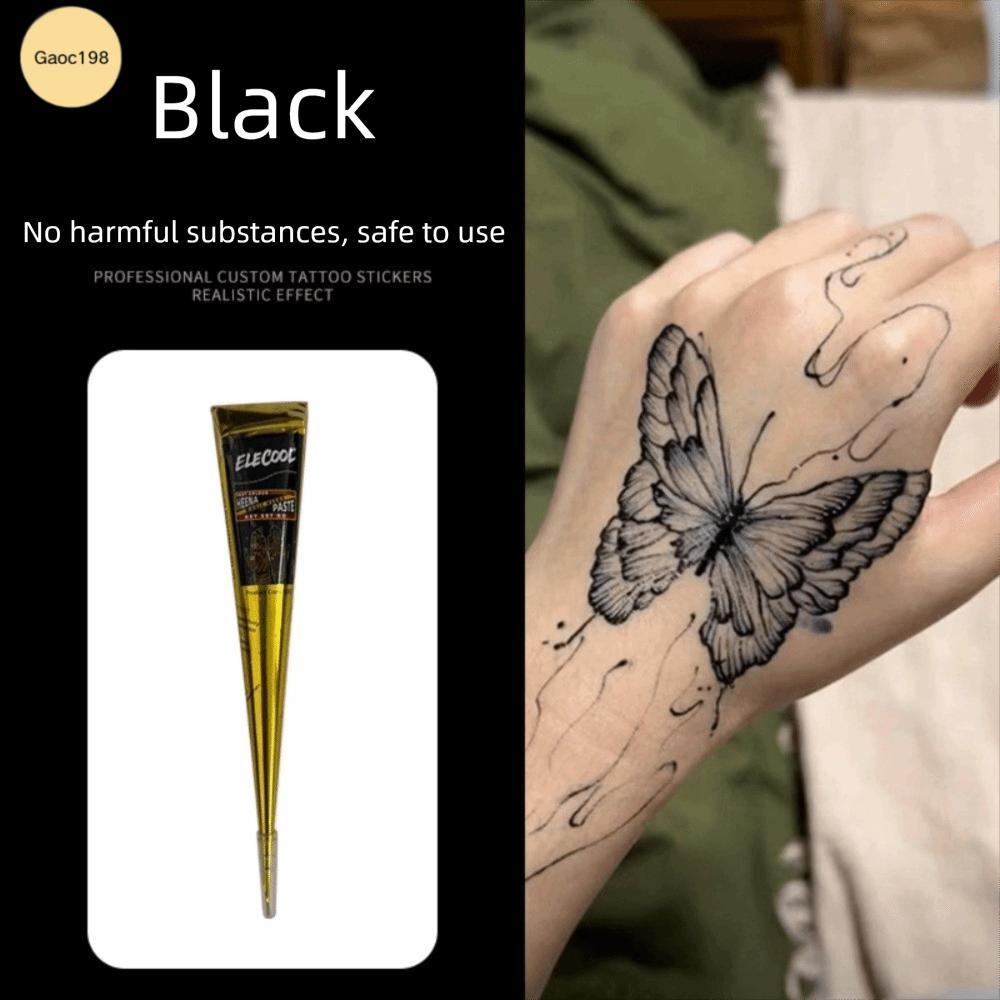 GAOC1 Kem xăm Henna, Dễ sử dụng Màu nâu đen Henna Paste Cone, Kem Henna Bán vĩnh viễn Kem Henna Màu 