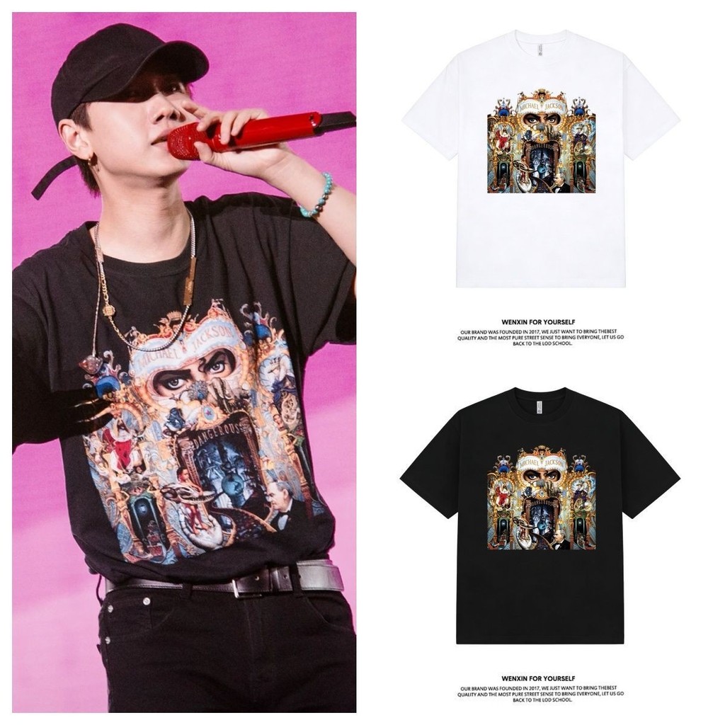 Michael Jackson Michael Jackson Hàng hóa Wang Taki Áo thun ngắn tay hỗ trợ quần áo hàng đầu
