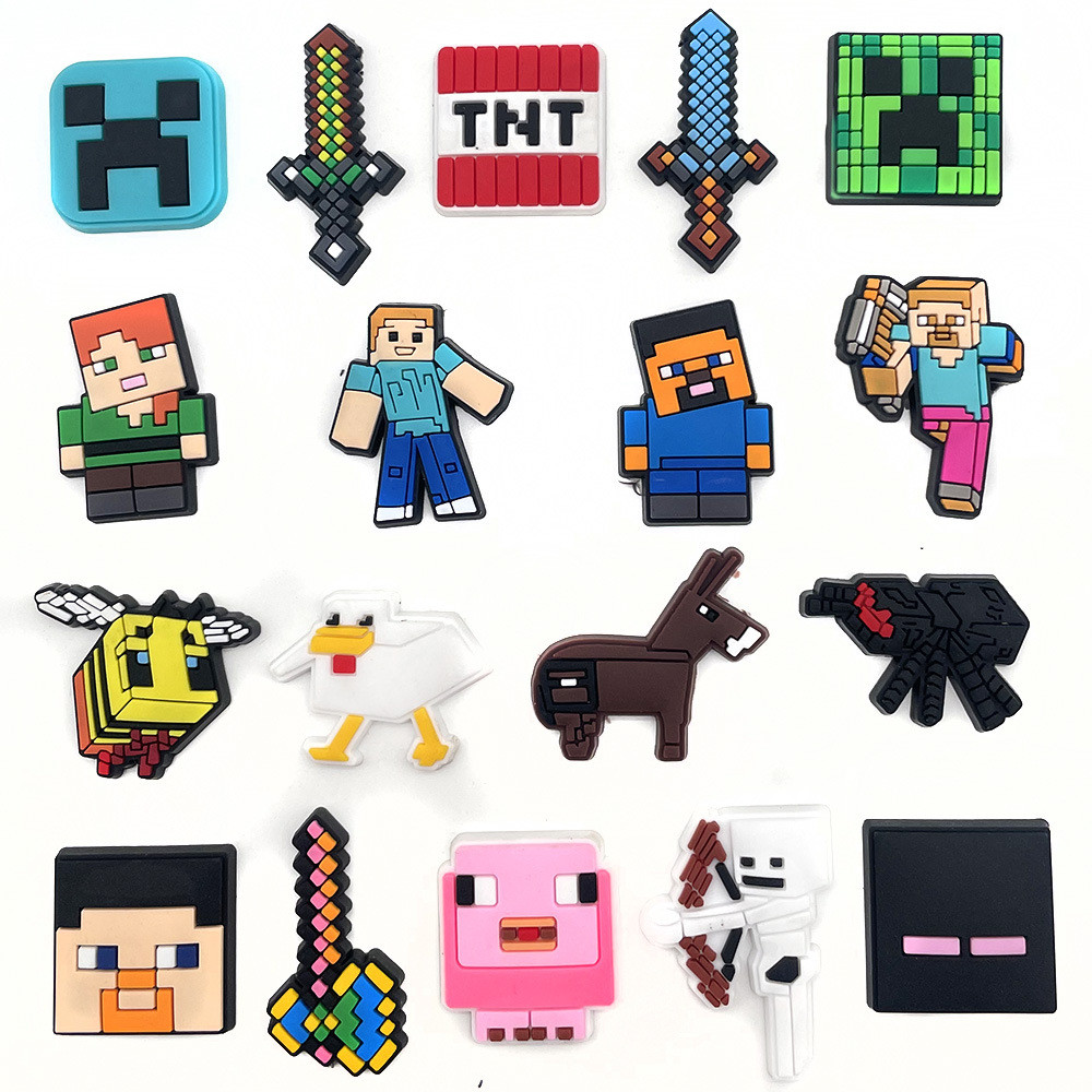 Minecraft 18 Bộ Vui Lỗ Giày Giày Trang Trí Hoa Khóa DIY Vườn Giày Phụ Kiện20260509