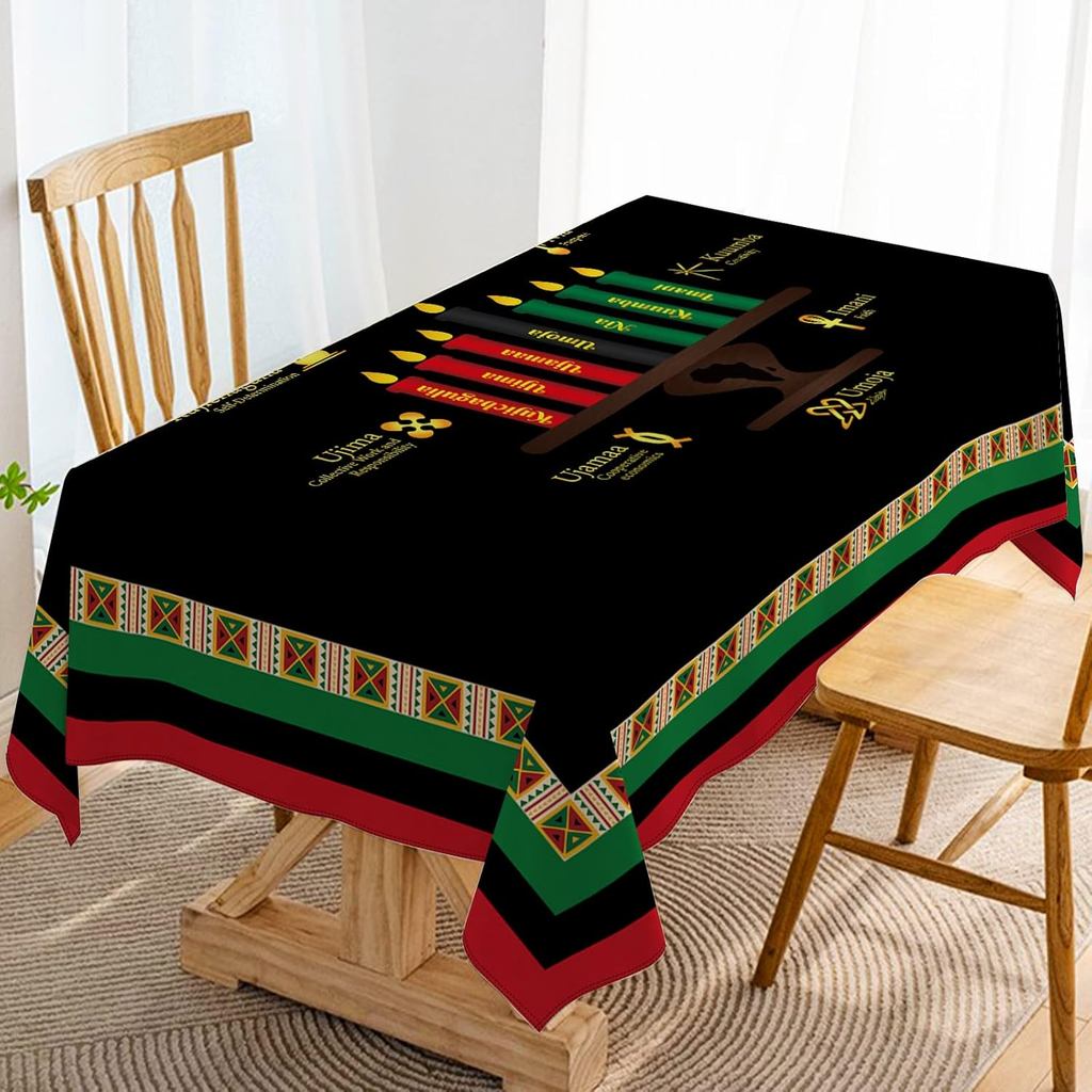 Hafangry Kwanzaa Khăn Trải Bàn Kinara Người Mỹ gốc Phi Lễ Hội Thu Hoạch Bàn Vải Trang Trí Nhà Bếp Ph