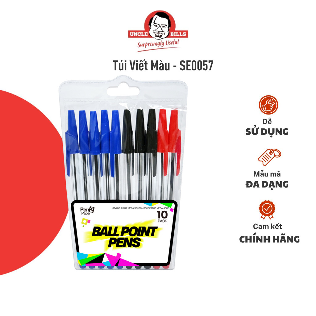 Túi Viết 3 Màu 10 Cây UNCLE BILLS SE0057