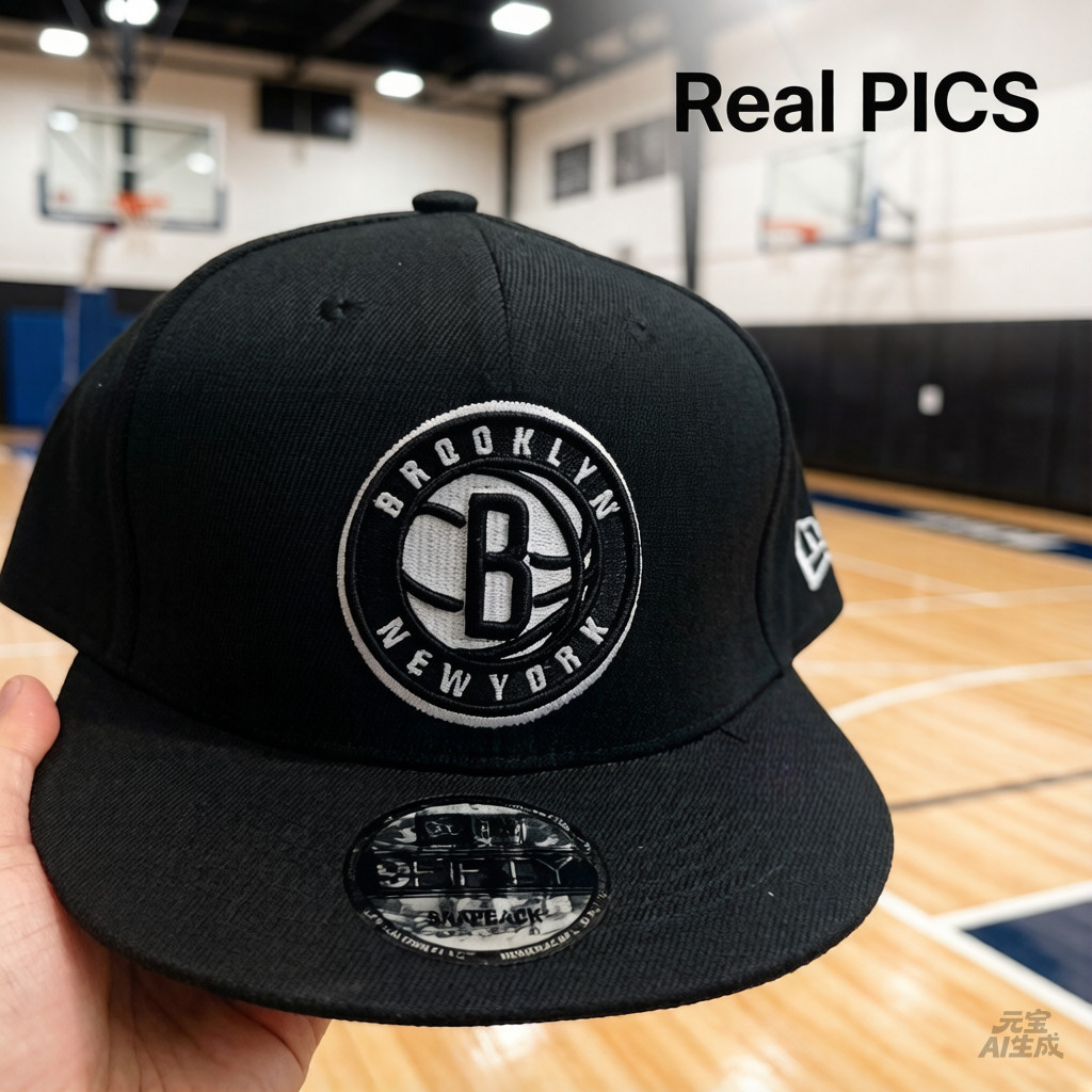 Kỷ nguyên mới Brooklyn Nets 9Fifty NBA Black Snapback - Mũ snapback thêu nhiều màu cho nam và nữ, ph