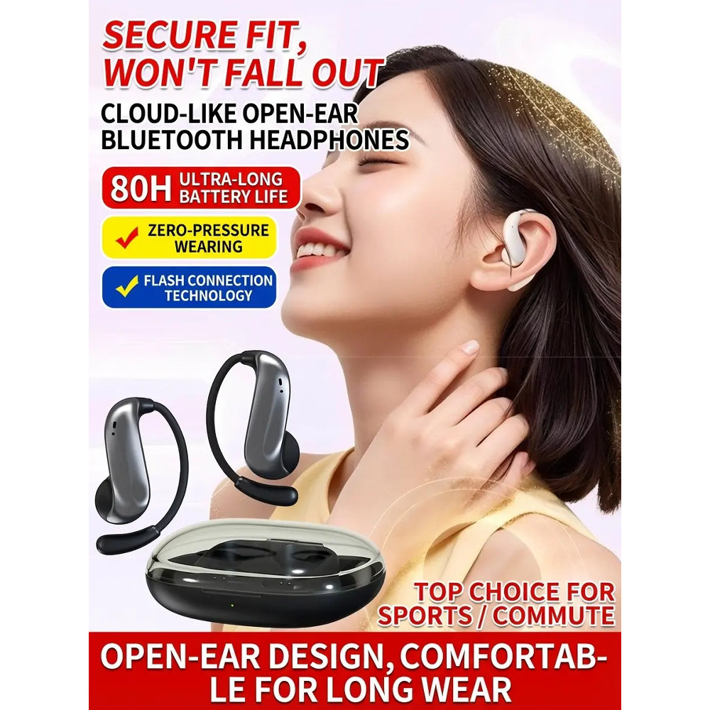 [Long Battery Life] 【Secure Fit For Sports】 Wireless Bluetooth Ear Hook Earbuds With Long Battery Li