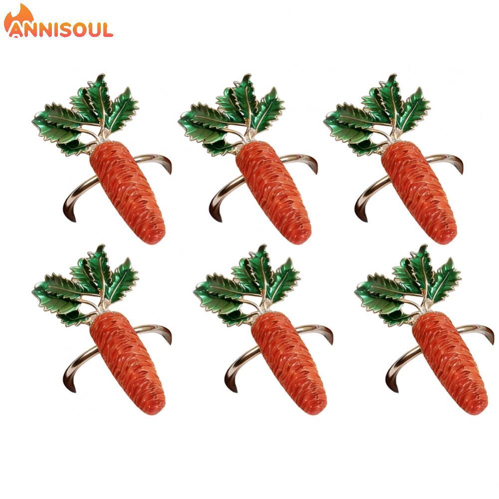 [NISO]6 Piece Easter Carrot Napkin Rings Alloy Construction for Party Table Decoration