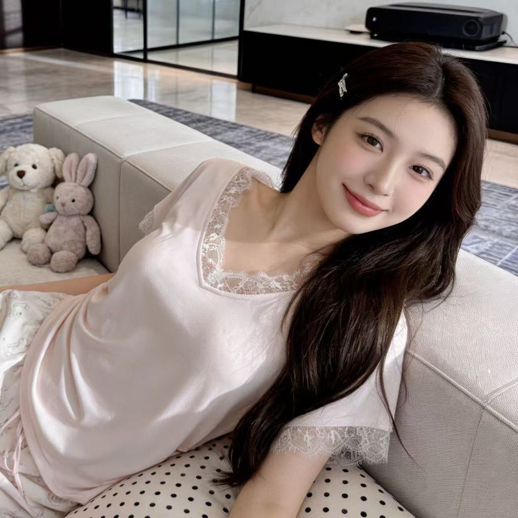4,28-Bộ Đồ Ngủ Nữ Xuân Hè Ngọt Ngào Phong Cách Nữ Tính Quần Ngắn Tay Có Miếng Lót Ngực Nhỏ Tươi Loungewear [Giao Hàng Ngày 14 tháng 5] | BigBuy360 - bigbuy360.vn