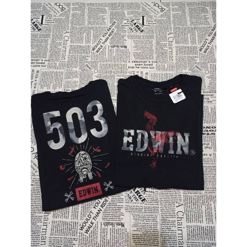 Hàng sẵn có EDWIN 503 Ngụy Trang In Hình Nam Nữ 100% Cotton Mềm Mại Áo Thun Cao Cấp Tokyo Nhật Bản P