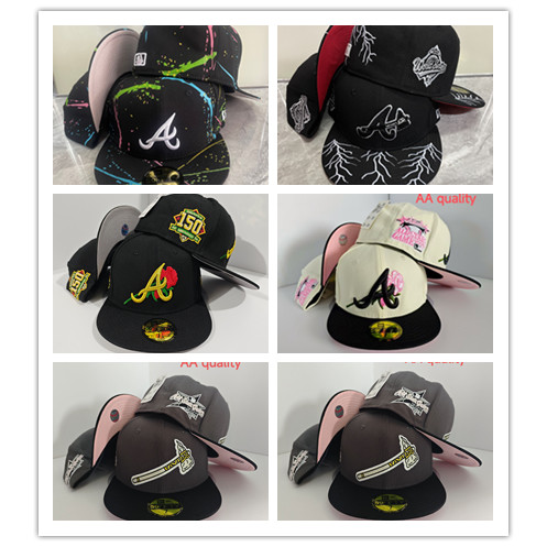 Atlanta Braves Warriors Mũ chống điều chỉnh Hip-Hop Flat Vành Cap 59FIFTY Cap Số Cap Full Cap Armban