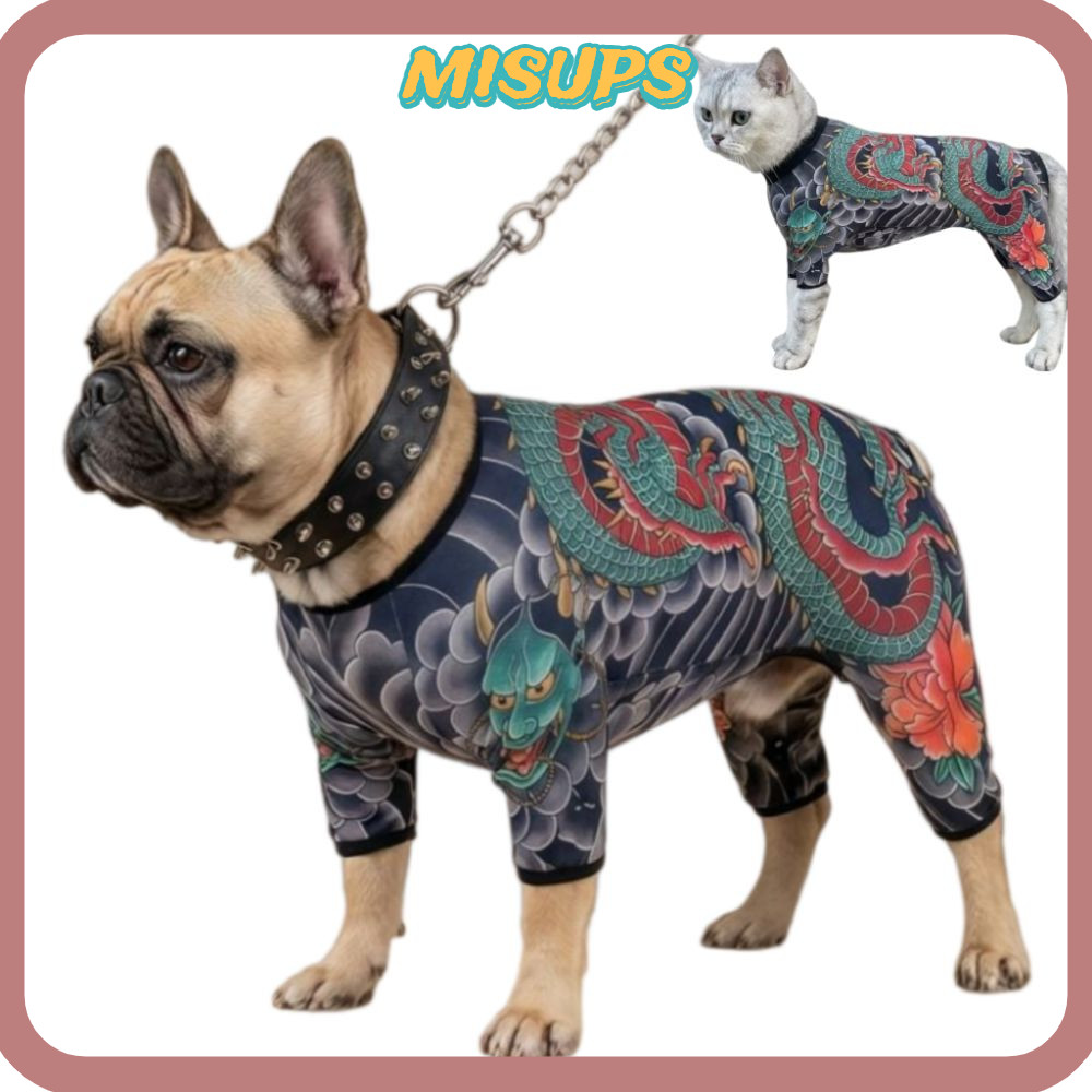 MISSIPS Dog Cat Tattoo Jacket, Áo Vest hình xăm thú cưng giống như thật ngộ nghĩnh, Sáng tạo Bốn mùa