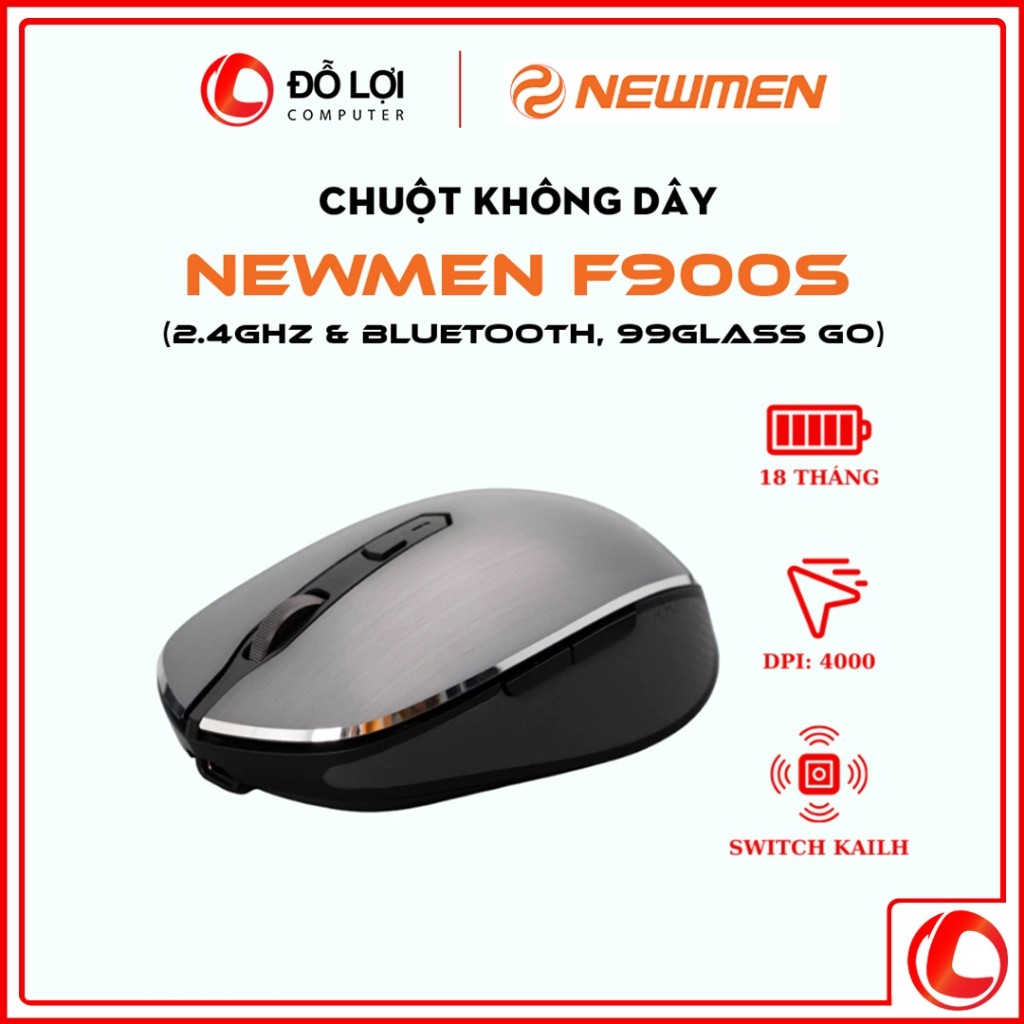Chuột không dây Newmen F900S 2 chế độ Bluetooh & 2.4Ghz - Hàng chính hãng, BH 24 tháng DLC x DeskSet