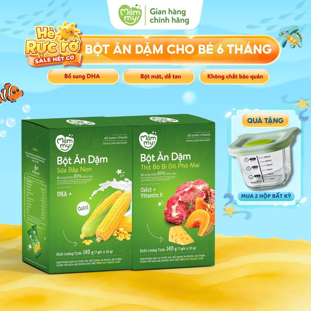 Bột ăn dặm Mămmy cho bé 6 tháng tuổi bổ sung DHA, Sắt giúp bé phát triển khỏe mạnh, thông minh