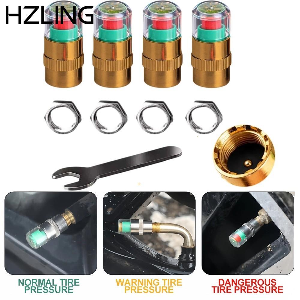HZLING 9 Cái / bộ Mũ cảnh báo áp suất lốp ô tô, Mũ phát hiện áp suất lốp phát hiện trực quan 2.4Bar 
