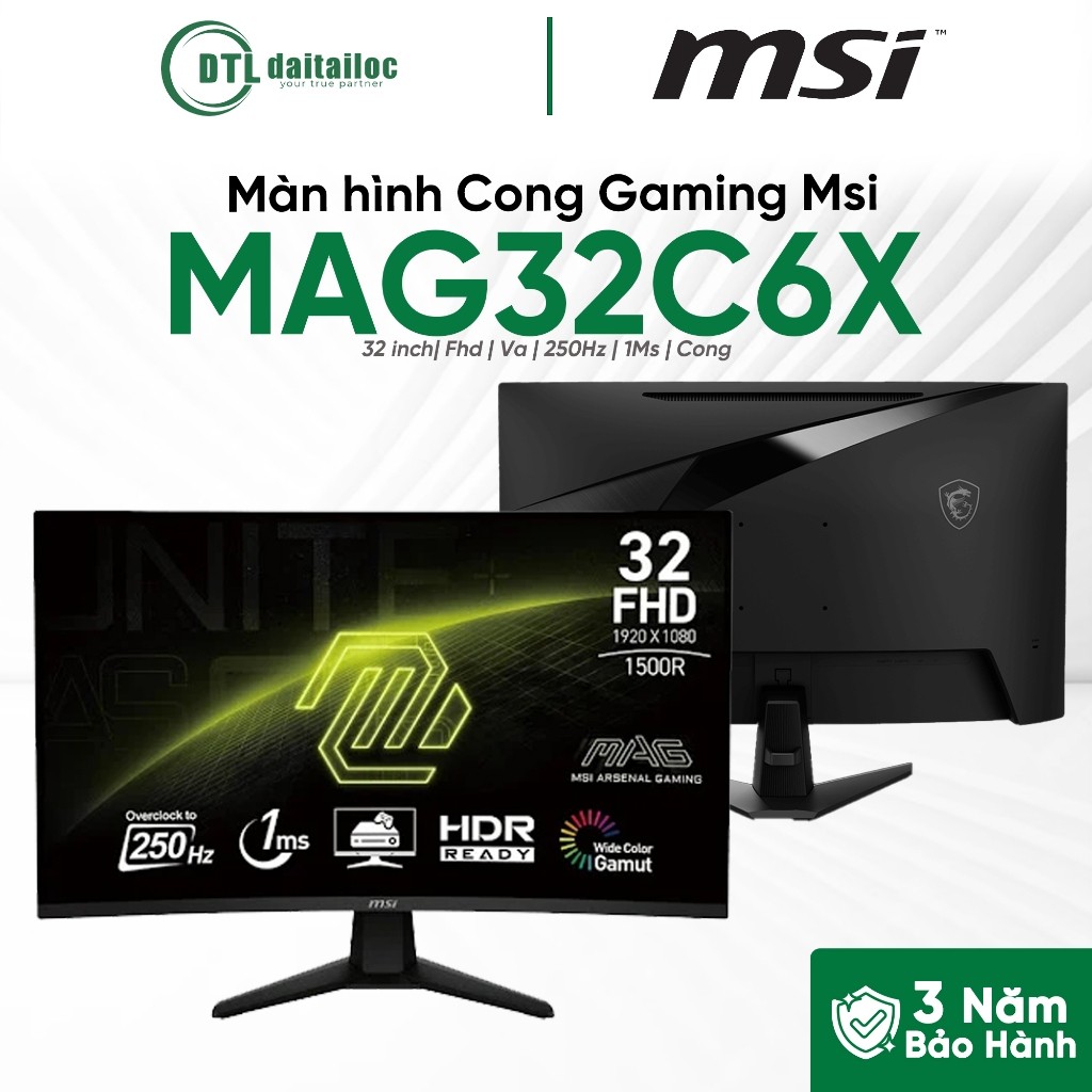 Màn Hình Cong Gaming MSI MAG 32C6X 32 inch Fhd Va 250Hz 1Ms Cong | Chính Hãng | Bảo Hành 36 Tháng