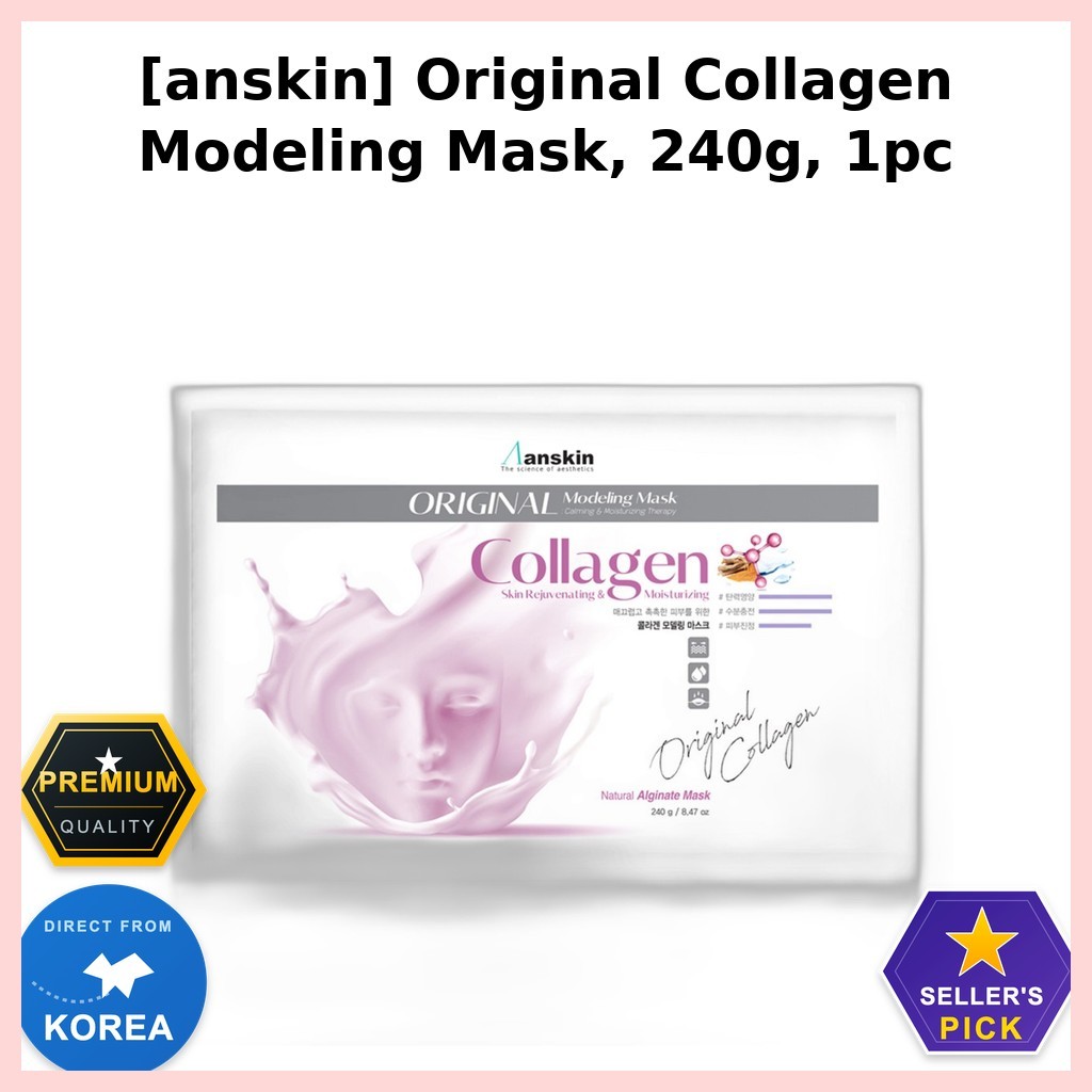 [anskin] Mặt nạ mô hình Collagen chính hãng, 240g, 1 mặt nạ mô hình Hàn Quốc / Trẻ hóa da của Real K