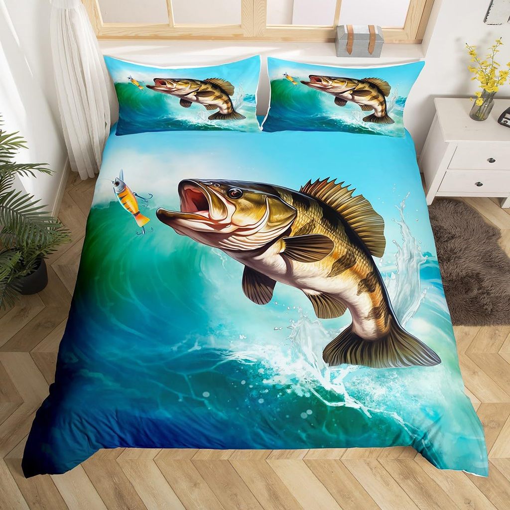 QGSX Cá Duvet Cover Bộ Chăn Ga Gối Câu Cá Cho Thanh Thiếu Niên Bé Gái Trang Trí Phòng Động Vật Biển 