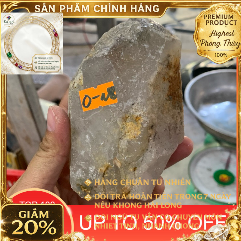 1v đá thạch anh thô tự nhiên thiên nhiên nguyên sinh(đá thật) nặng 500g(O18) dùng làm trang trí nhà 