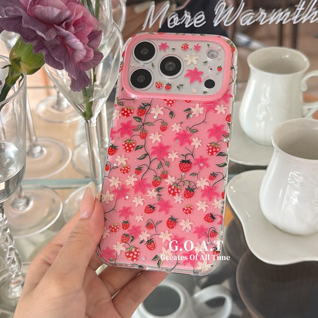 G.O.A.T Vỏ dâu tây Lily Tương thích cho iPhone 17 pro max iPhone 17 16 15 14 pro max Vỏ bảo vệ mặt s