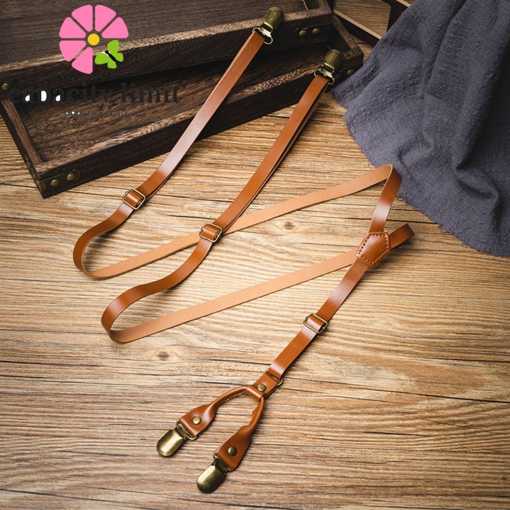Dây Treo Nam Da Đen 1.5cm, Phong Cách Anh Quốc với Kẹp Kim Loại