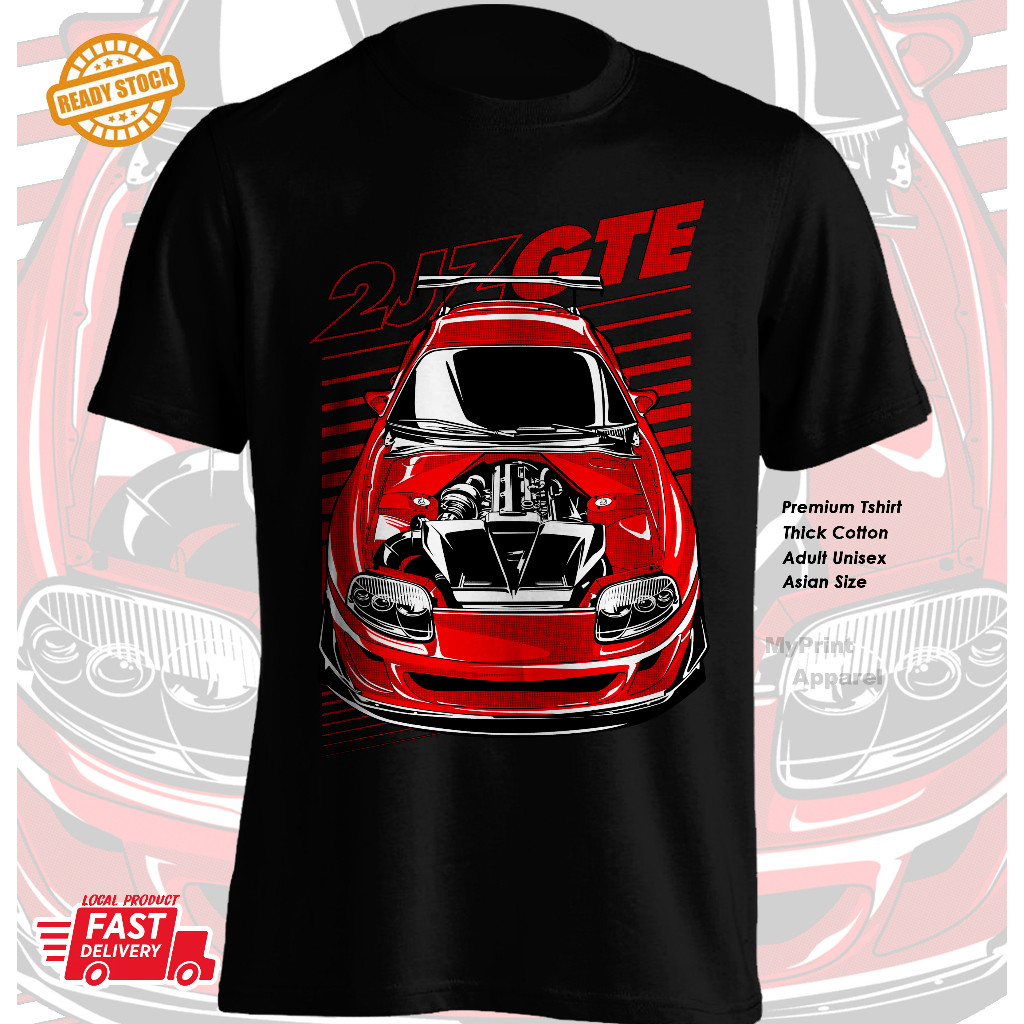 Áo thun thể thao ô tô Toyota Jz 2jz Gte Engine Supra A80 Jersey