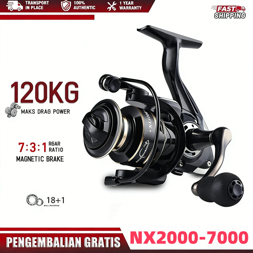 SHLMANO SLENNAReel pancing NX1000-7000 Asli Besi spinning reel Murah Kuat Metal power handle Spinnin