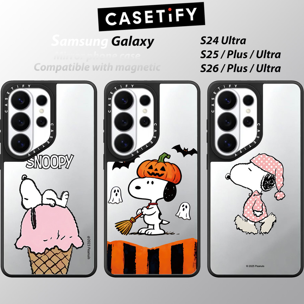 Casetify Snoopy Gương Từ Tính Ốp Lưng Điện Thoại Samsung Galaxy S26Ultra S25Ultra S24Ultra S23Ultra 