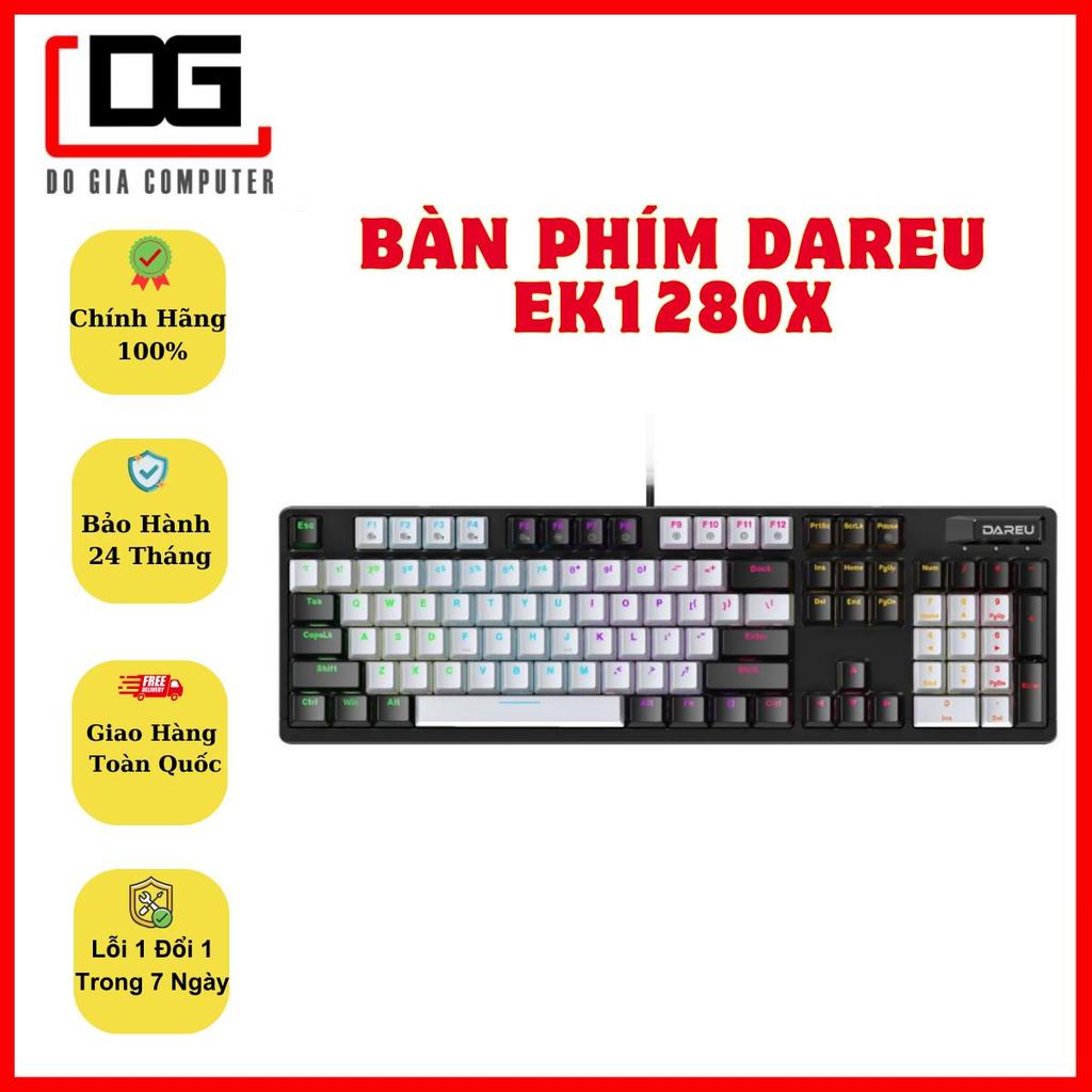 Bàn phím quang cơ Gaming DAREU EK1280X BLACK-GREY (Kháng nước, Optical switch, MULTI LED) - BLUE SWI