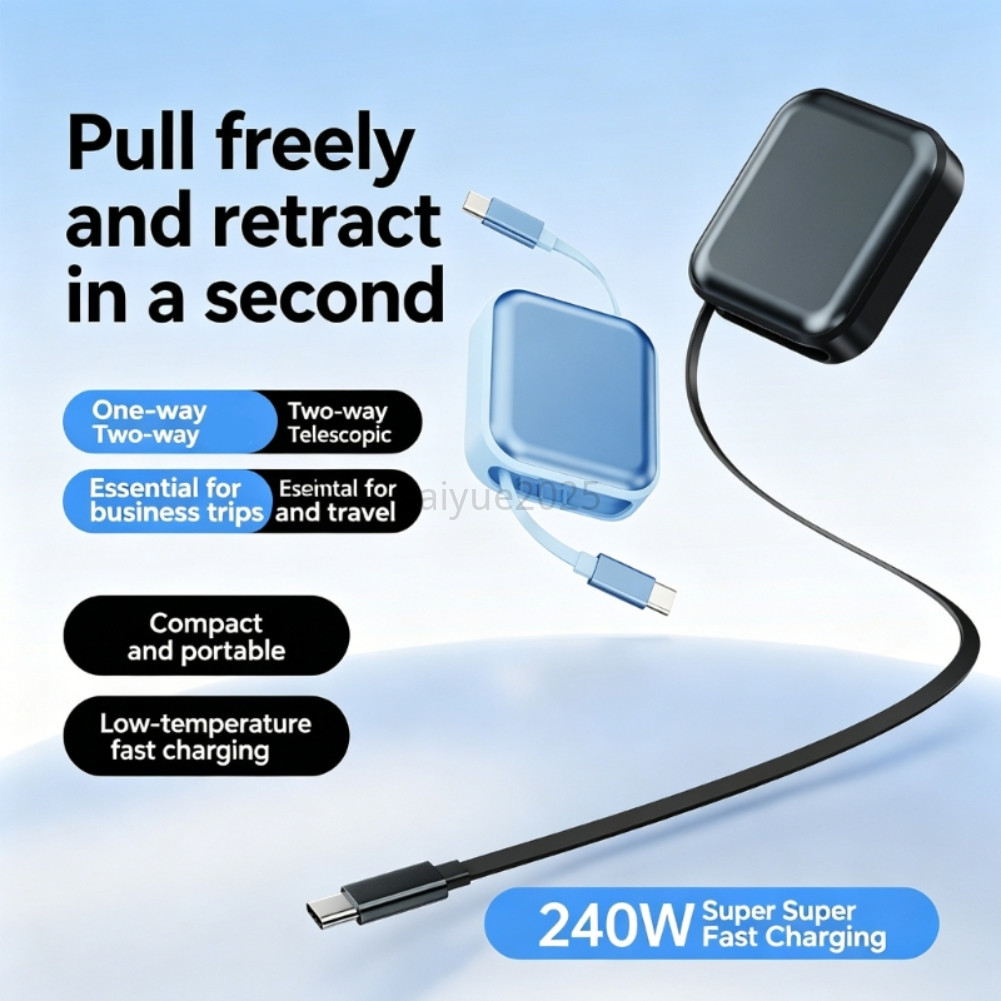 Cáp USB-C 240W có thể thu vào - Cáp dữ liệu USB C sang USB C cho xiaomi 15T 15TPro 14T 14TPro 13 13P