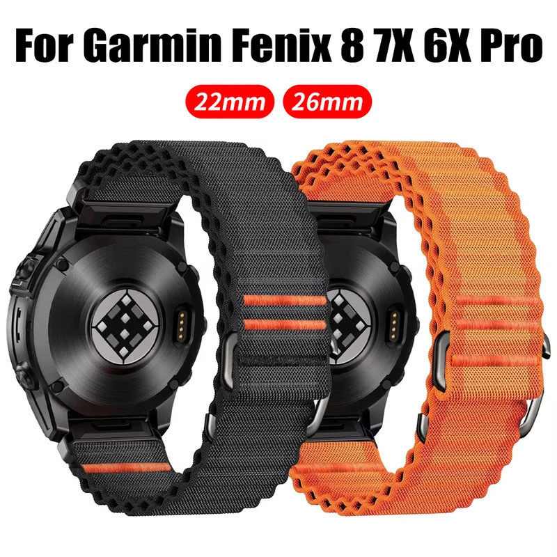 Dây đeo vòng Nylon QuickFit 26mm 22mm cho Garmin Fenix 8 Pro Bản năng 3 51mm 47mm cho Fenix 8 7 7X 6