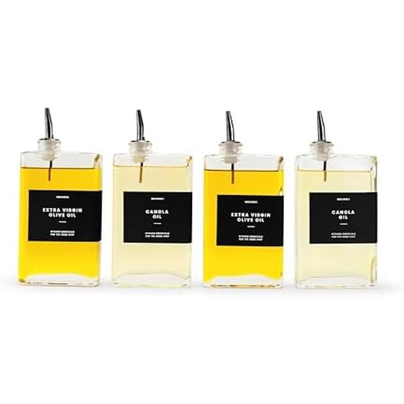 Molimoli Olive Oil Dispenser Bottle for Kitchen, Automatic Pourer, Glass Thin Bottle Dispenser for K