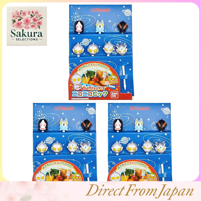 Bandai Torune Ultraman Bento Picks, Set of 3 Packs of 7 Pieces Each