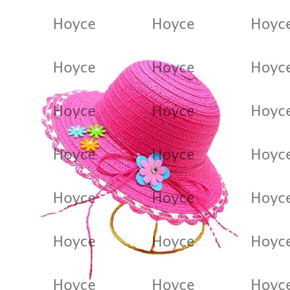 Mũ Rơm HOYCE, Mũ Chống Nắng Thủ Công Vành Rộng, Trang Trí Hoa Ngọt Ngào Mũ Đi Biển 3-7Year