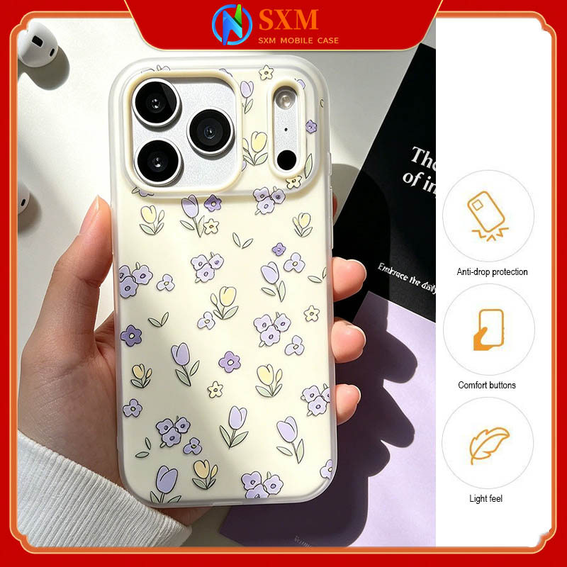 Ốp điện thoại mờ hoa Tulip 2 trong 1 cho iPhone 17 Pro Max Tương thích với iPhone 17 / 16 / 15 / 14 