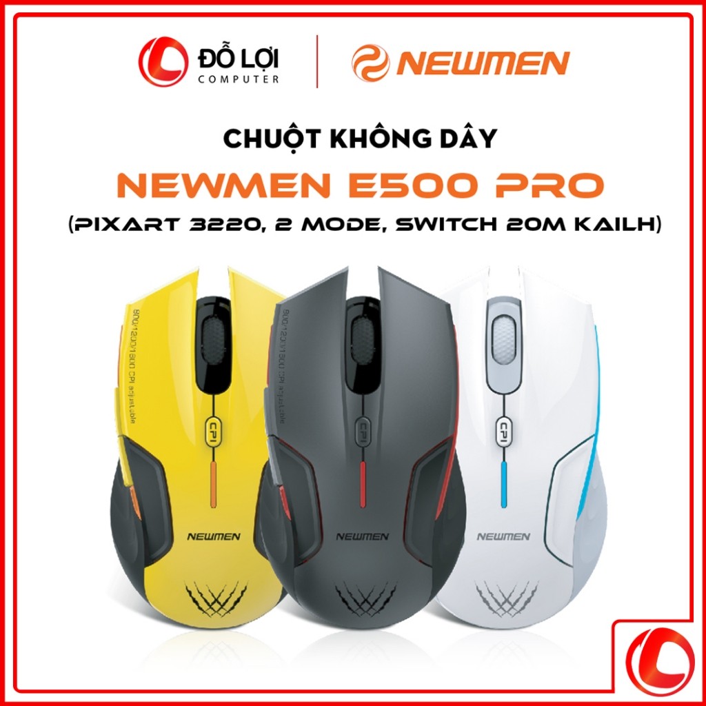 Chuột không dây Bluetooth Newmen E500 Pro - Kết nối không dây Bluetooth & Wireless 2.4G DLC x DeskSe