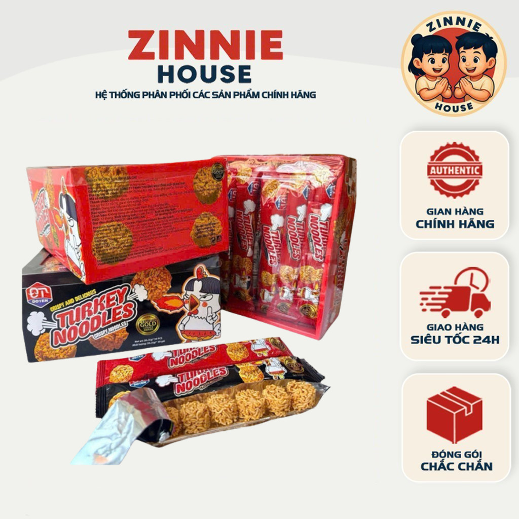 [HỘP 30 GÓI] Mì Tôm Ăn Sống Turkey Noodles Vị Gà Cay Thái Lan 20g - Hộp 30 Gói