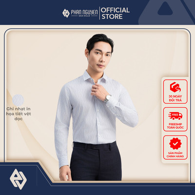 Áo sơ mi nam Phan Nguyễn, chất liệu cao cấp, mềm mại thoáng khí, co giãn tốt, form slim fit SMD.1460