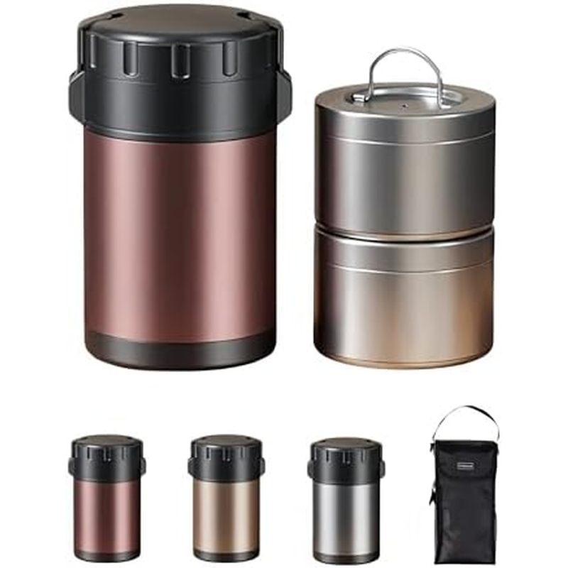 Vacuum Insulated Food Container Stackable Bento Box, Stainless Steel Large Capacity Lunch Container 