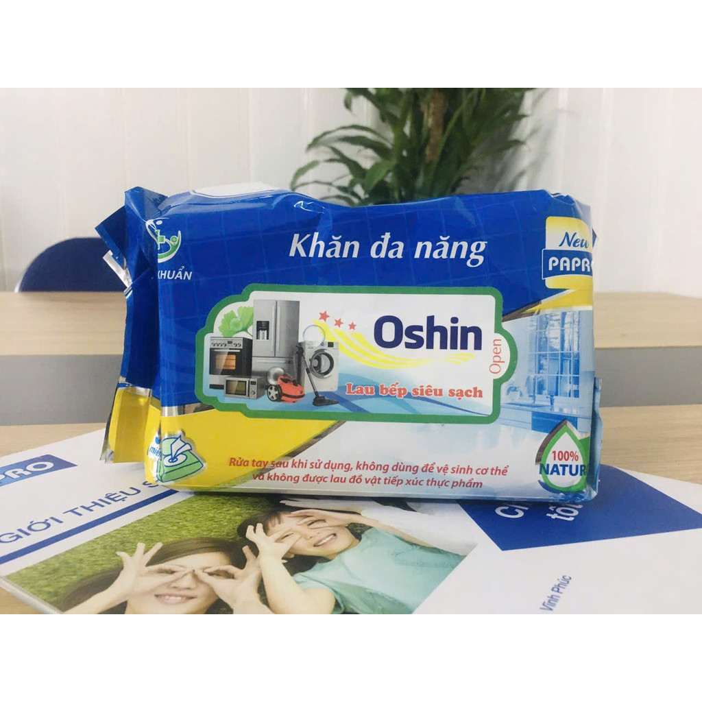 Khăn Ướt Lau Bếp Đa Năng Oshin 50 Tờ Siêu Tiết Kiệm, Lau Sạch Bề Mặt Bếp, Kính