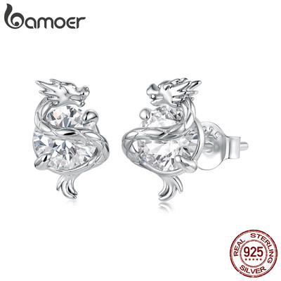 Bông tai bạc Bamoer 925 Bông tai trang sức rồng Quà tặng cho nữ
